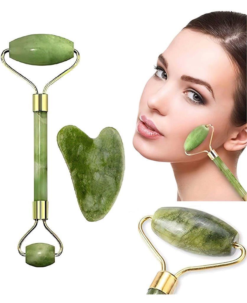 Smooth Facial Roller &amp; Massager – Natural Jade Stone Glow Enhancer